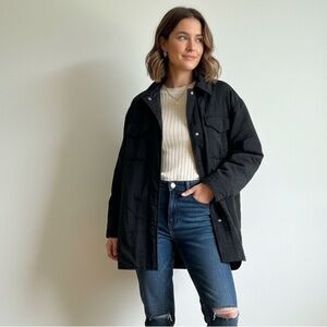 Asos Sz L Design Black Oversized Button Front Shacket